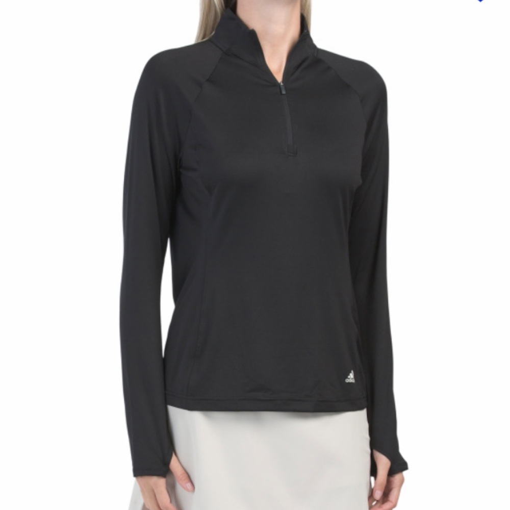 ADIDAS GOLF Heather Quarter Zip Pullover UPF50 | Black | Medium